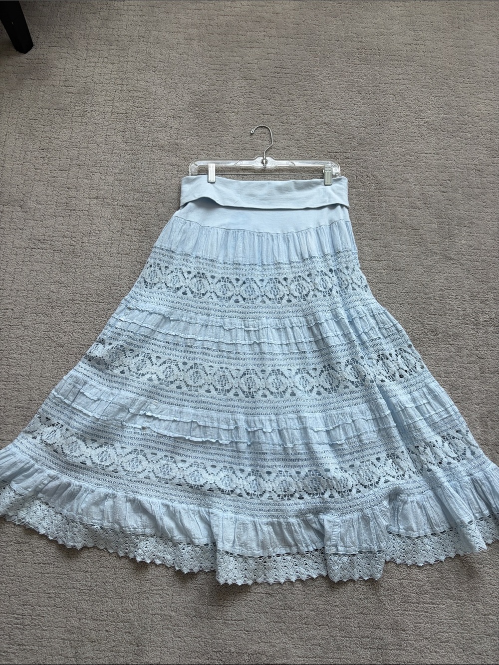 Now and Then Romantic Cottage Core Bohemian Lace Maxi Skirt size L - Picture 5 of 10